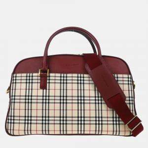 Burberry Beige Bordeaux Check Handbag