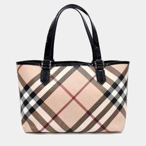 Burberry Beige/Black PVC Shopper Bag