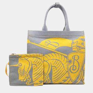Burberry Grey Yellow Fabric tote bag