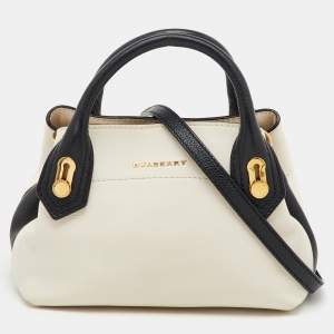 Burberry OffWhite/Black Leather Milton Satchel