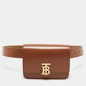 Burberry Brown Leather Mini TB Belt Bag