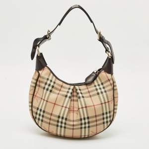 Burberry Beige Haymarket Check Coated Canvas Rydal Hobo
