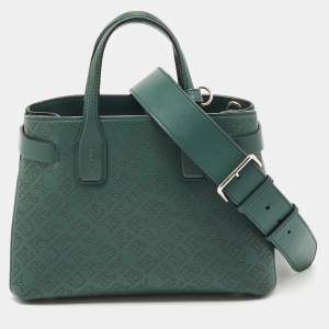Burberry Green Perforated Leather Small Banner Tote