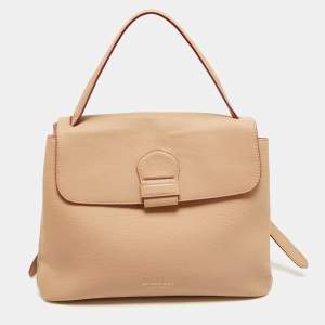 Burberry Nude Leather and House Check Fabric Medium Camberley Top Handle Bag