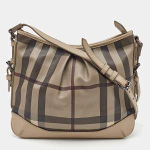 Burberry Beige/Grey Smoked Check Coated Canvas and Leather Hartham Shoulder Bag