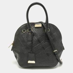 Burberry Black Embossed Leather Orchard Bowler Bag