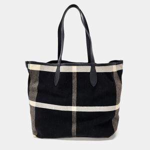 Pre Owned Burberry Multicolor Canvas and Leather Reversible Shopper Bag