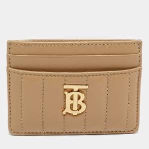 Pre Owned Burberry Beige Quilted Leather Lola Card Holder