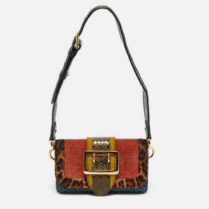 Burberry Multicolor Leopard Pint Calfhair, Suede and Python Buckle Crossbody Bag
