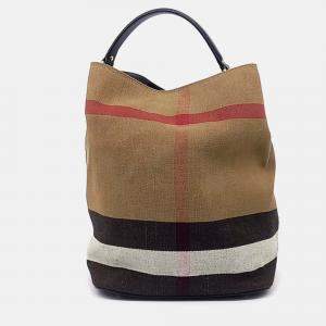 Pre Owned Burberry Brown Canvas and Leather Burberry Brown Susanna hobo bag