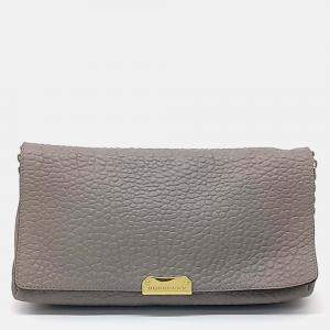 Pre Owned Burberry Grey Leather clutch and crossbody bag