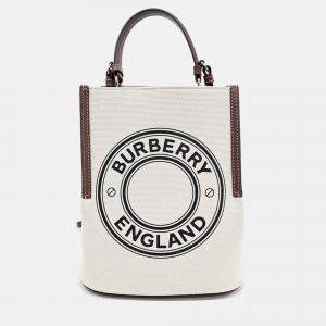 Pre Owned Burberry Beige Canvas Canvas Peggy Bucket Bag