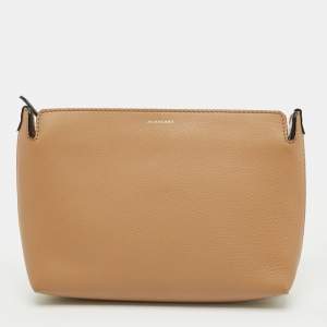 Pre Owned Burberry Brown/White Leather Medium Clutch