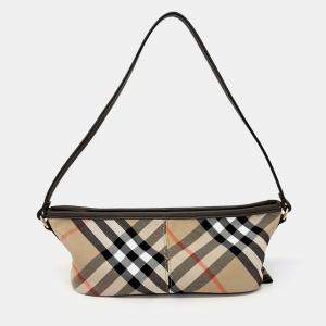 Pre Owned Burberry Simple Baguette Shoulder Bag