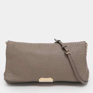 Pre Owned Burberry Taupe Grain Leather Madison Shoulder Bag