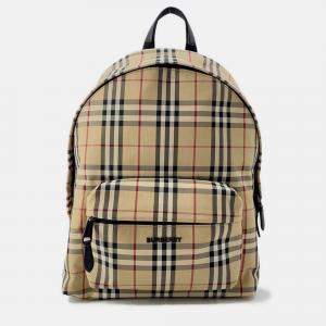Pre Owned Burberry Nova Check Beige Canvas Backpack 