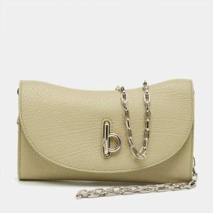 Pre Owned Burberry Oliver Green Leather Rocking Horse Wallet On Chain