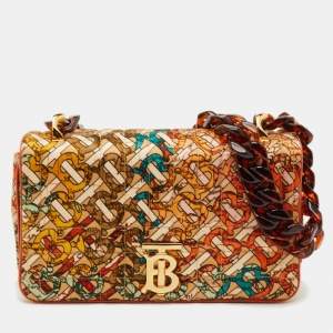 مملوكة مسبقًا Burberry Multicolor Satin and Leather Small Lola Shoulder Bag