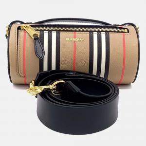 Pre Owned Burberry Multicolor Leather Icon Stripe Barrel Bag