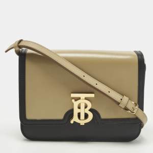 مملوكة مسبقًا Burberry TB Small Beige/Black Leather Shoulder Bag