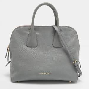 مملوكة مسبقًا Burberry Greenwood Light Blue Leather Satchel