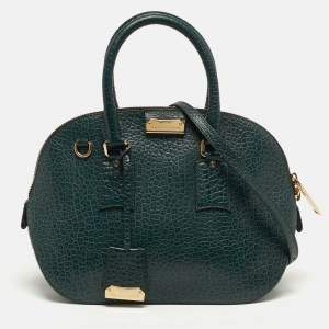 مملوكة مسبقًا Burberry Orchard Small Green Pebbled Leather Bowler Bag