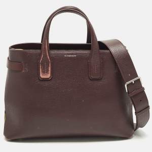 Pre Owned حقيبة بربري بانر جلد وردي/بيج ونسيج هاوس تشيك متوسطة