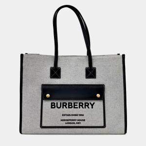 Pre Owned Burberry Black, Grey Fabric Freya Shoulder Bag Medium