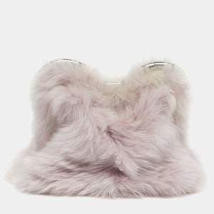 مملوكة مسبقًا Burberry Lilac Faux Fur B Frame Clutch