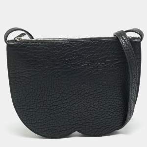 Pre Owned حقيبة كروس بربري صغيرة شطرنج جلدية سوداء