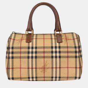 Pre Owned حقيبة بربري دافل كارو هيوس بيج / بني