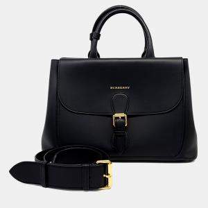 Pre Owned Burberry Black Leather tote and shoulder bag