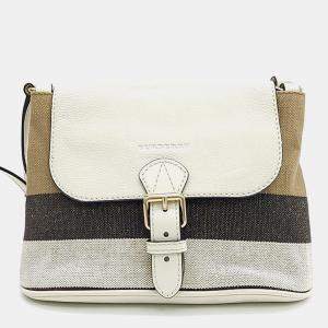 Pre Owned حقيبة كروس بودي بربري كانفاس وجلد