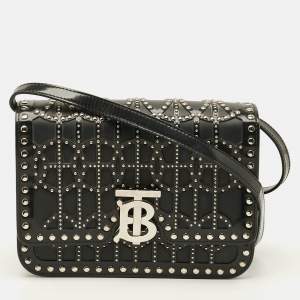 Pre Owned Burberry TB Studded Ramadan Exclusive Small Black Leather Shoulder Bag
