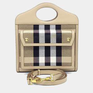Pre Owned Burberry Multicolor Canvas and Leather Pocket Bag Mini