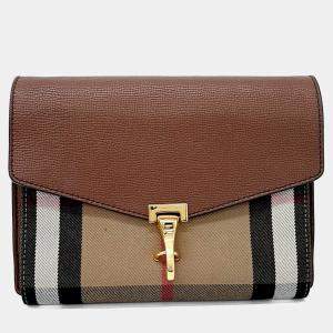 Pre Owned حقيبة كروس بودي بربري جلد بني ماكين