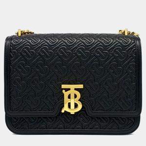 Pre Owned Burberry Black Leather TB Chain Shoulder Bag