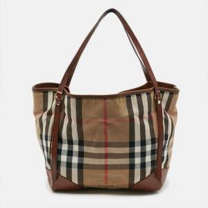 مملوكة مسبقًا Burberry Canterbury Brown/Beige House Check Canvas and Leather Tote