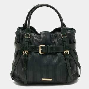 Pre Owned Burberry Belted Green Ombre Quilted Leather Tote