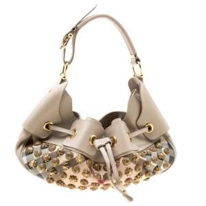 مملوكة مسبقًا حقيبة هوبو بربري وارير مرصعة أزرار جلد وبلاستيك كروهات سوبر نوفا بيج صغيرة