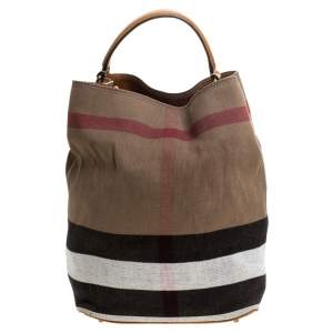 Pre Owned Burberry Multicolor Nova Check Canvas and Leather Ashby Hobo