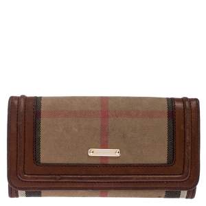 Burberry Beige/Brown Nova Check Canvas and Leather Flap Wallet