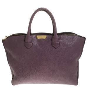 Pre Owned Burberry Lilac Leather Medium Dewsbury Tote 
