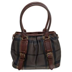 مملوكة مسبقًا Burberry Brown House Check Coated Canvas Satchel