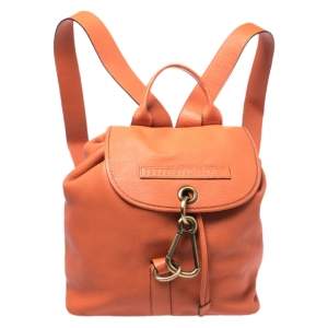 Burberry Orange Leather Hook Flap Backpack