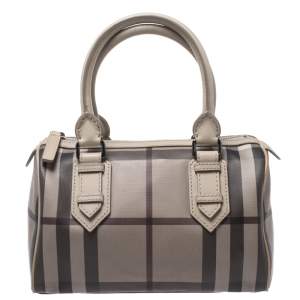 Burberry Grey Smoked Check PVC Small Chester Boston Bag