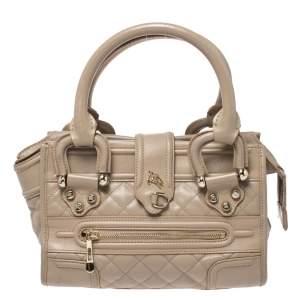 Pre Owned Burberry Beige Quilted Leather Mini Manor Satchel