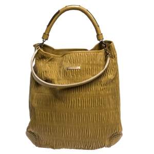 Pre Owned Burberry Amber Leather Studded Hadwin Hobo