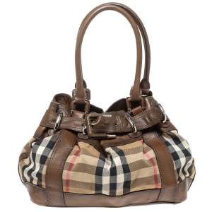 مملوكة مسبقًا Burberry Brown House Check Canvas and Leather Large Beaton Tote