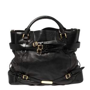 مملوكة مسبقًا Burberry Black Leather Large Bridle Lynher Tote